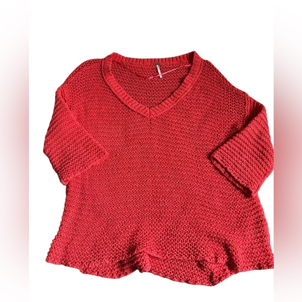 Free People Slouchy Chunky Knit Shirt Orange/Coral Large Comfy